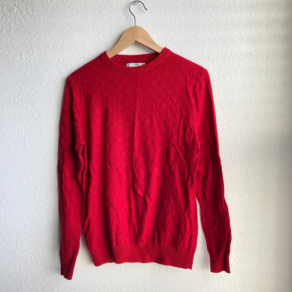 Mango Red Check Wool Sweater
